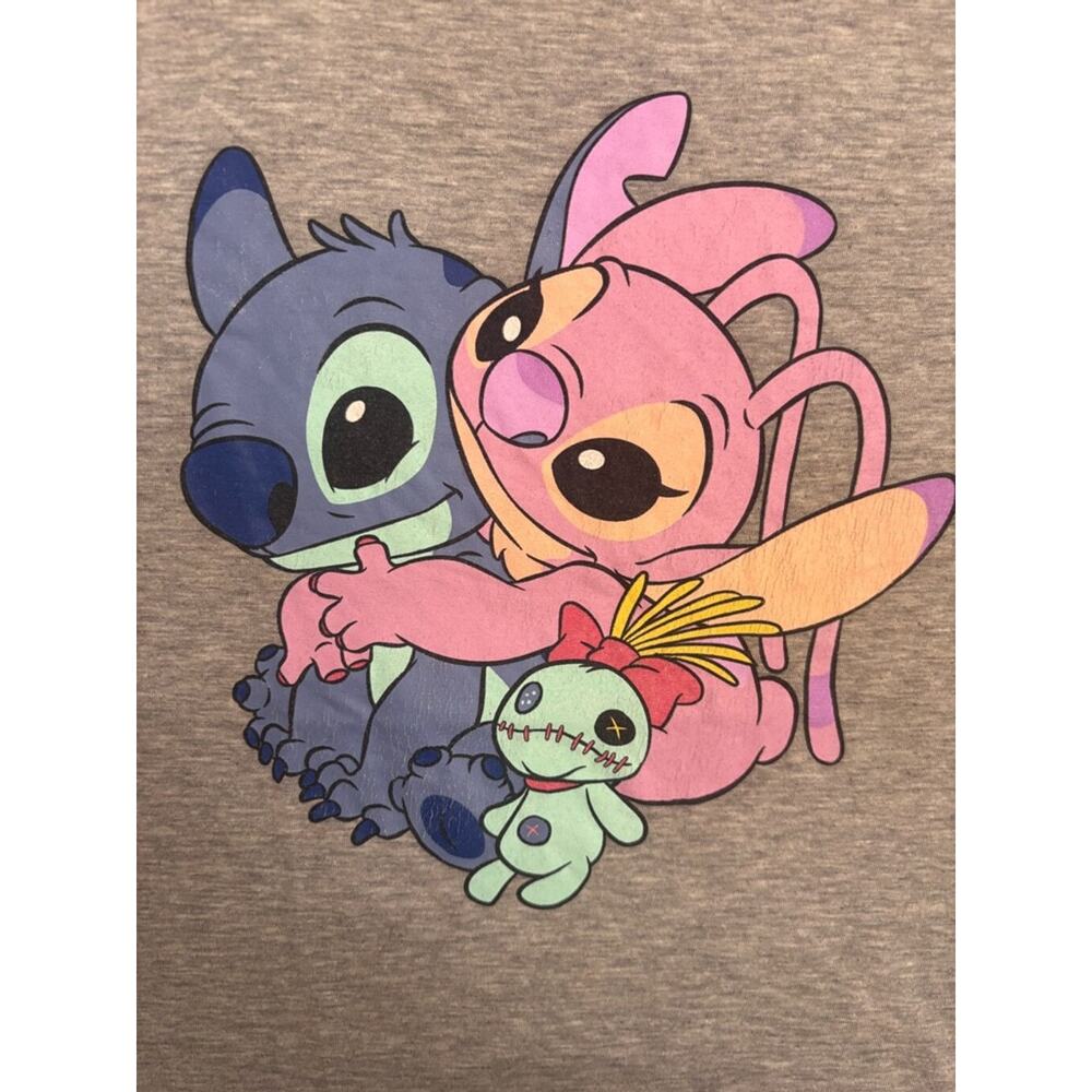 Stitch & Angel Disney Graphic T-Shirt,Women's  XL, Gray